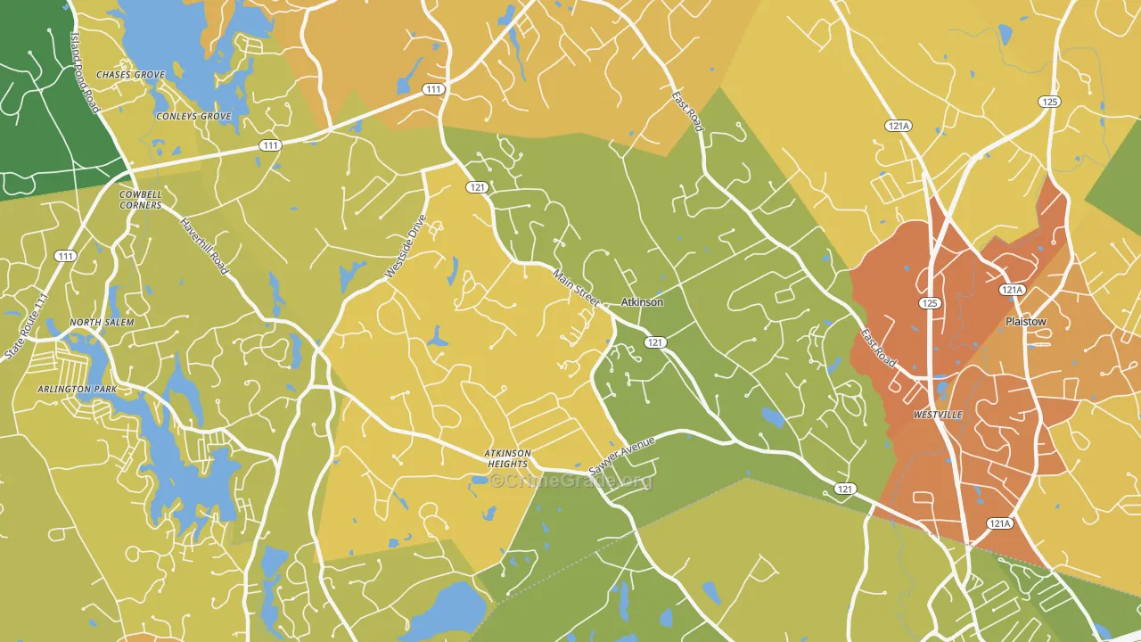 03811, NH Map of Vehicle Theft Rates