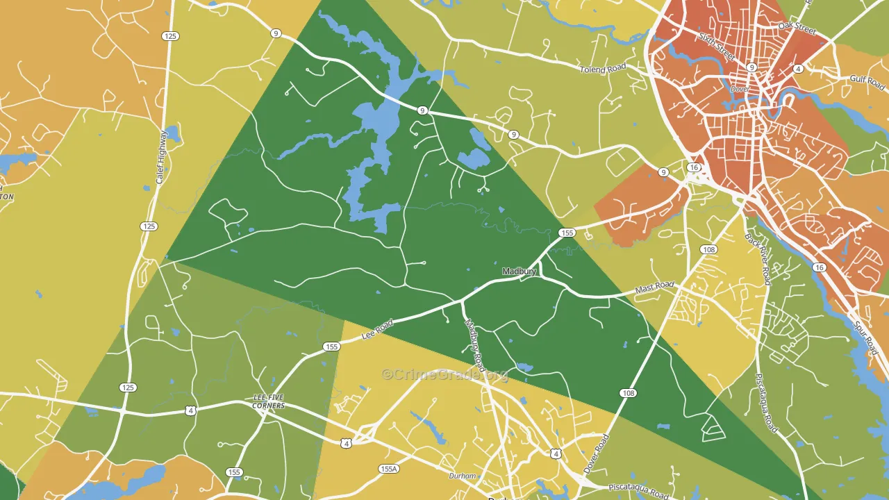 03823, NH Map of Vehicle Theft Rates