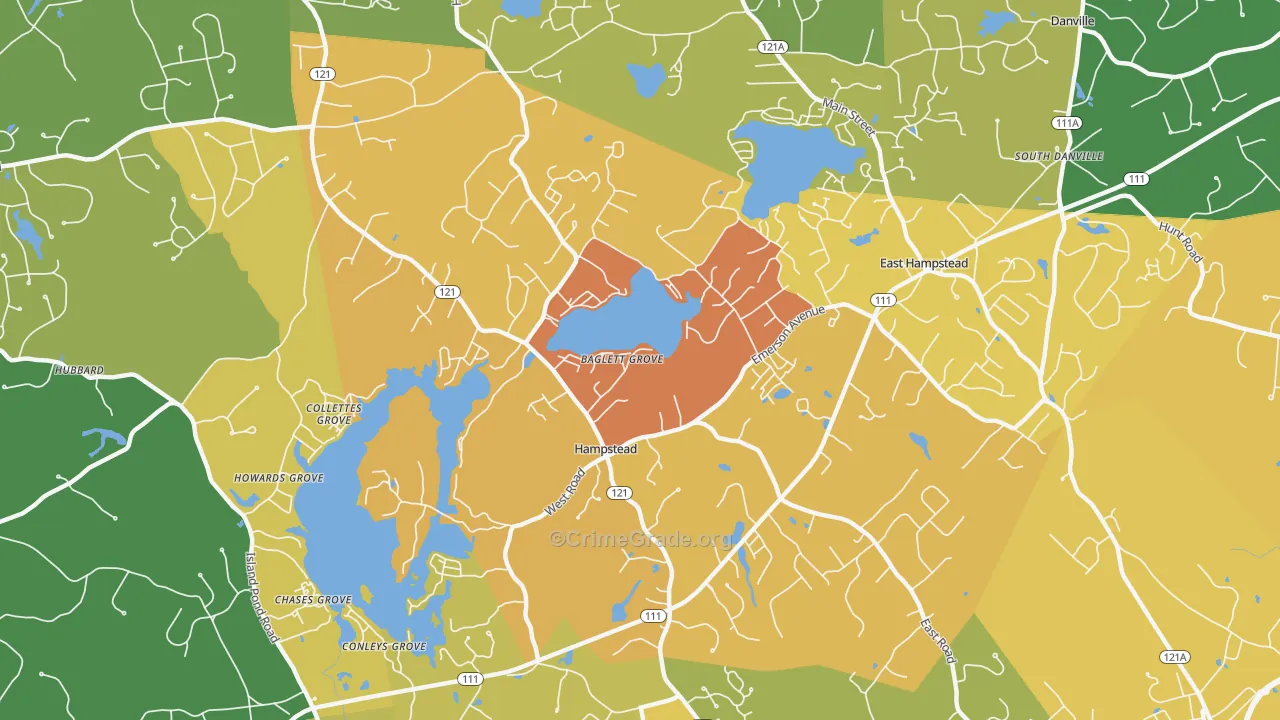 03841, NH Map of Vehicle Theft Rates