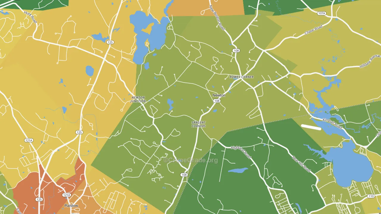 03858, NH Map of Vehicle Theft Rates