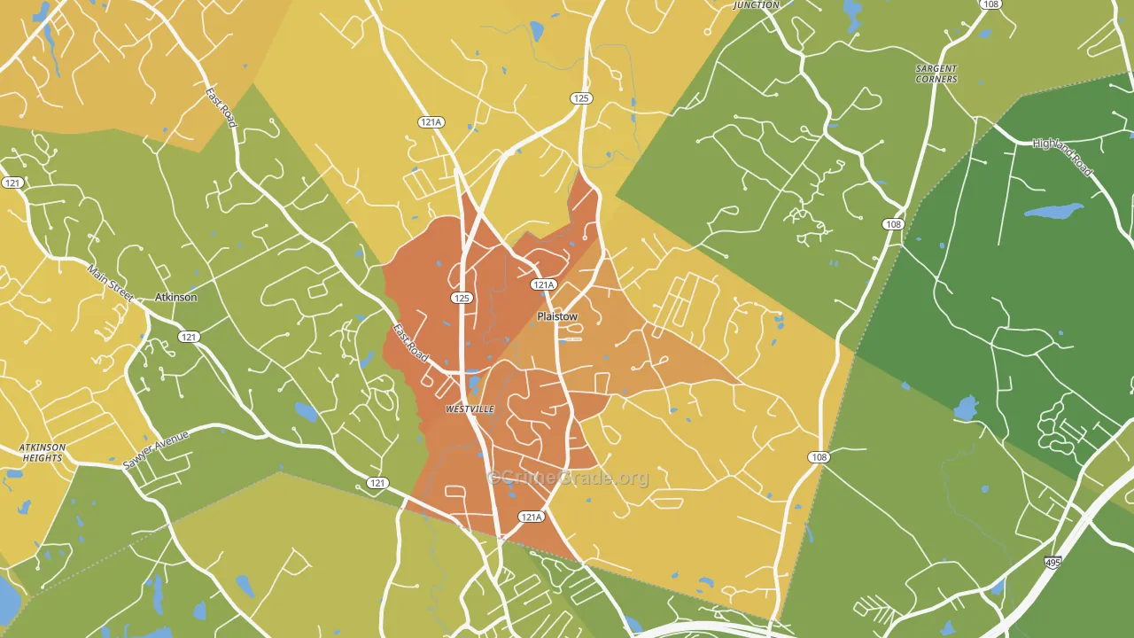 03865, NH Map of Vehicle Theft Rates