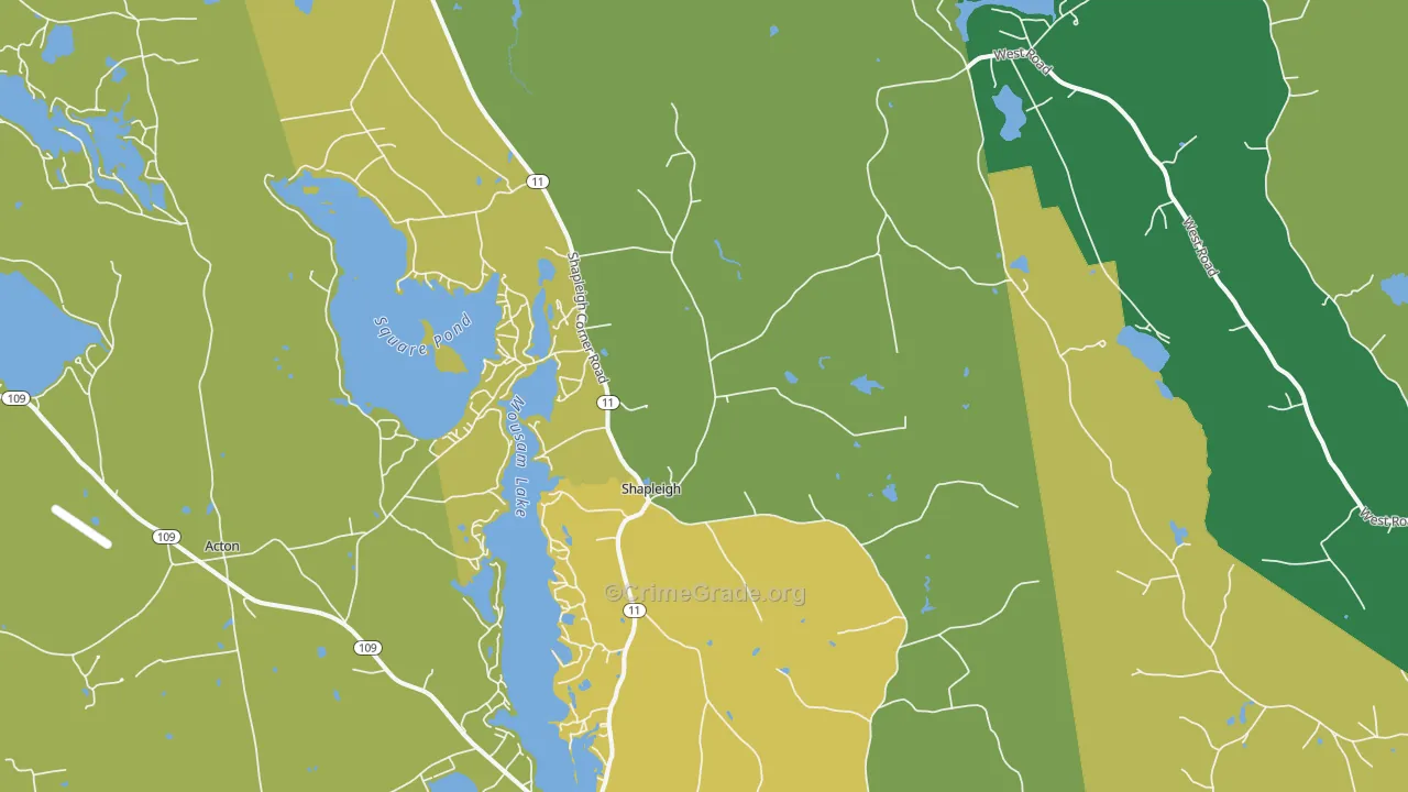 04076, ME Map of Vehicle Theft Rates