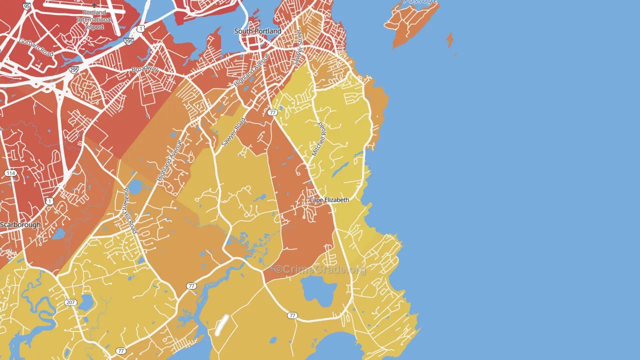04107, ME Map of Vehicle Theft Rates