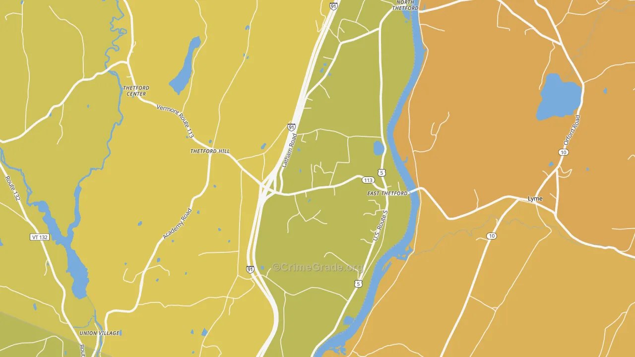 05043, VT Map of Vehicle Theft Rates