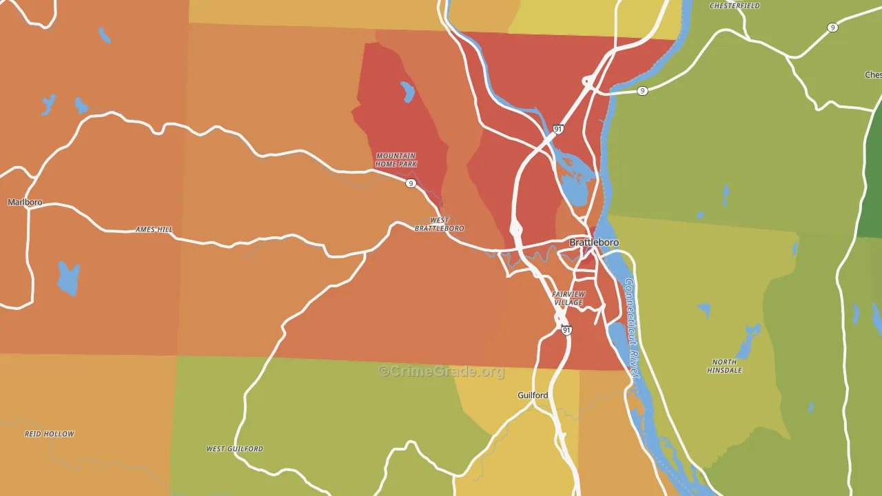 05301, VT Map of Vehicle Theft Rates