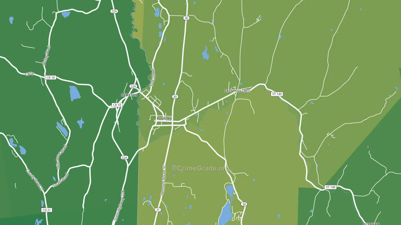 05764, VT Map of Vehicle Theft Rates