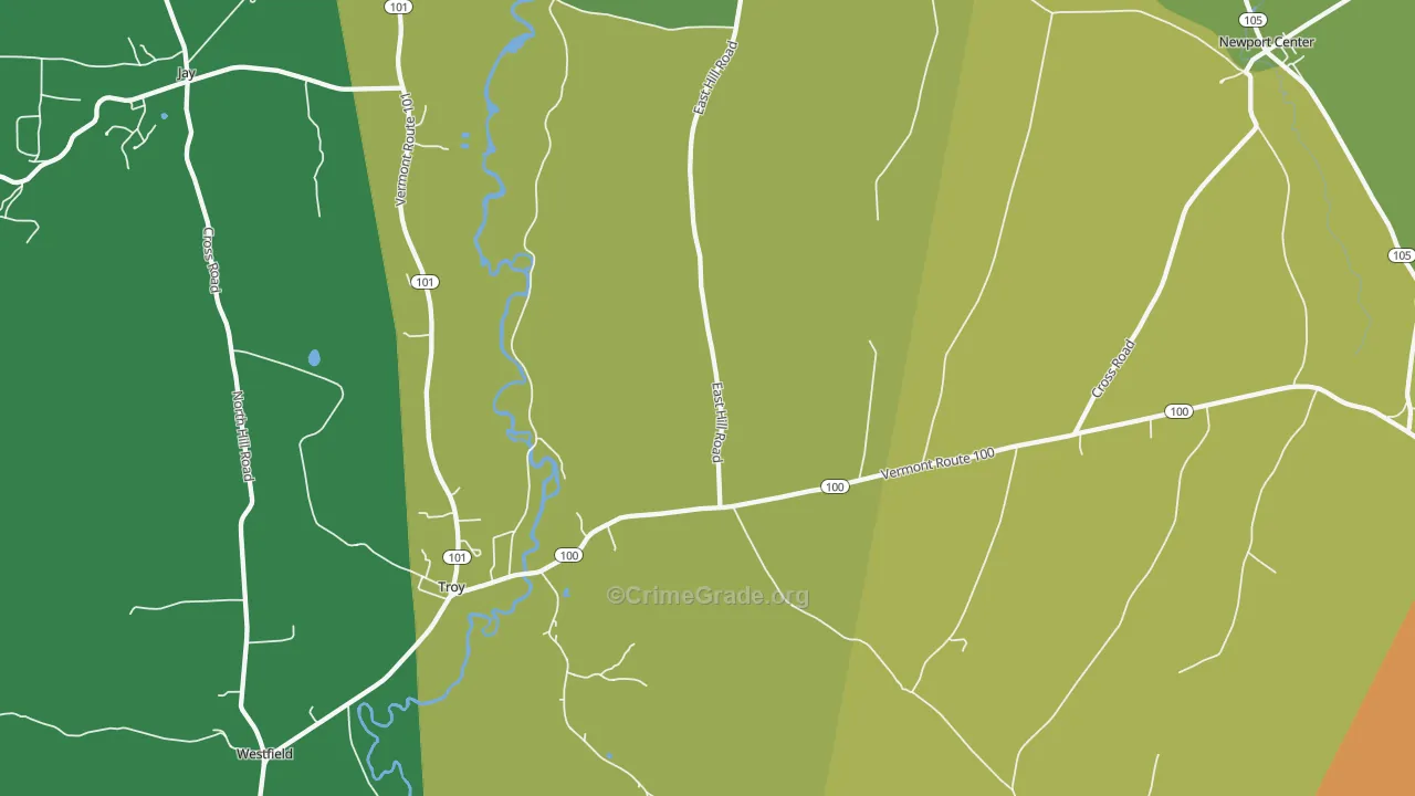 05868, VT Map of Vehicle Theft Rates