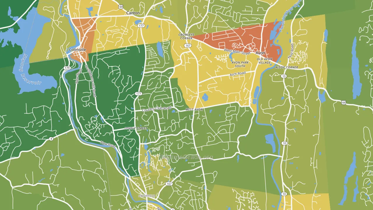 06001, CT Map of Vehicle Theft Rates
