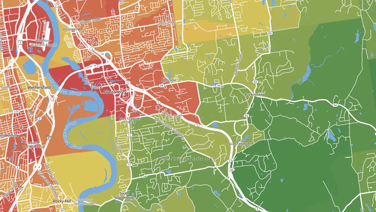 06033, CT Map of Vehicle Theft Rates