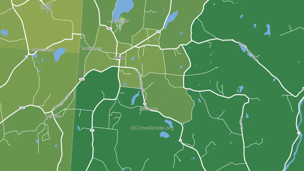 06069, CT Map of Vehicle Theft Rates