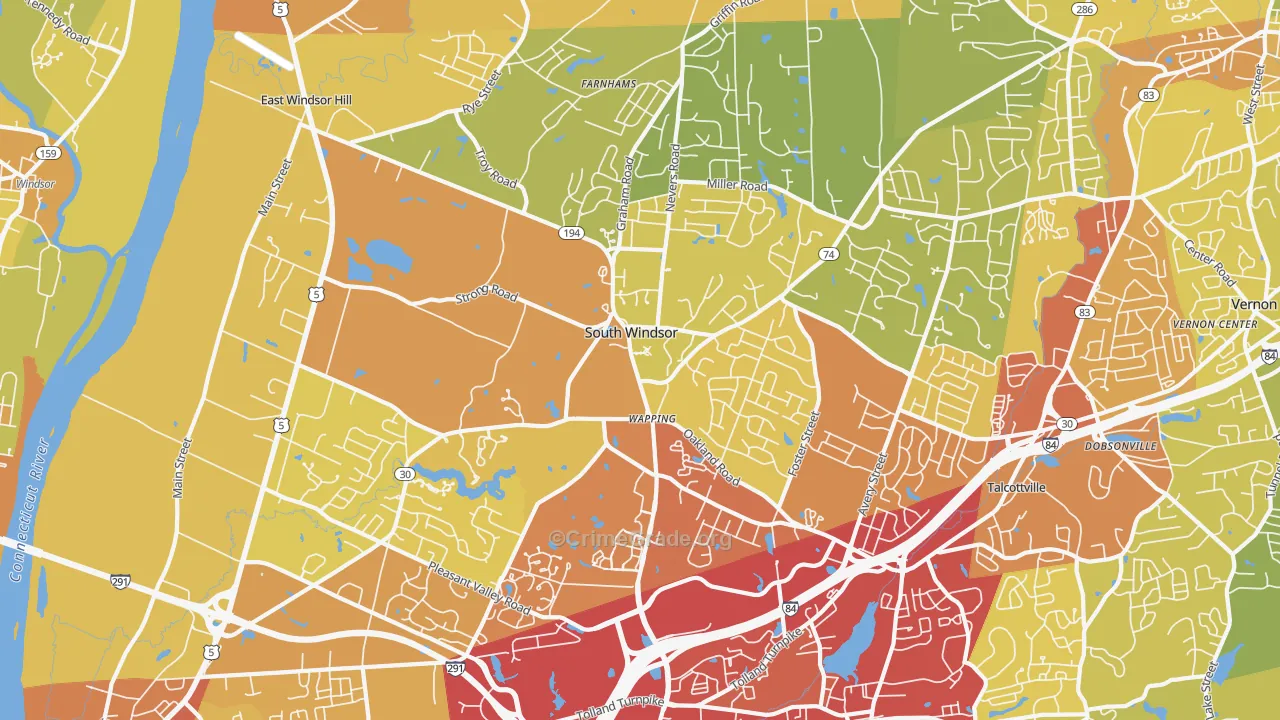 06074, CT Map of Vehicle Theft Rates