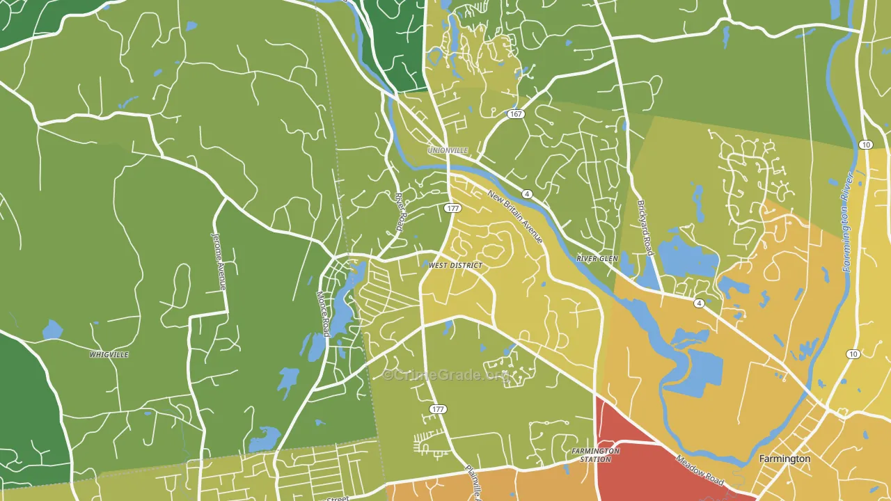 06085, CT Map of Vehicle Theft Rates