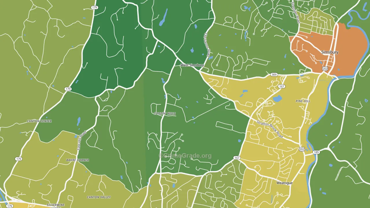06092, CT Map of Vehicle Theft Rates