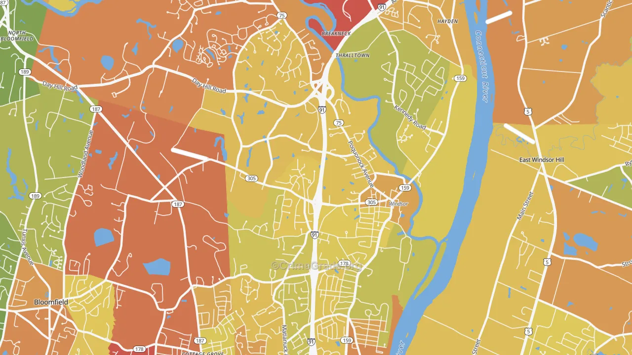 06095, CT Map of Vehicle Theft Rates