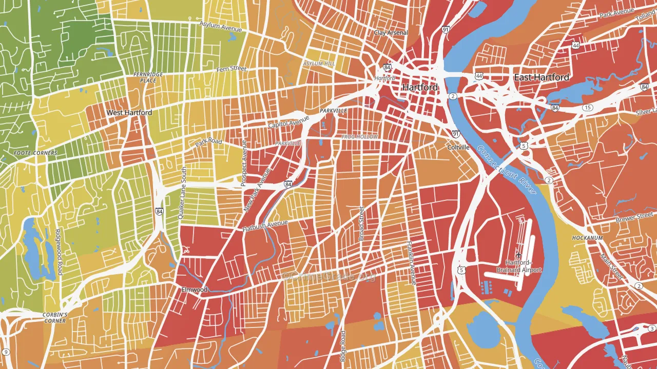 06106, CT Map of Vehicle Theft Rates