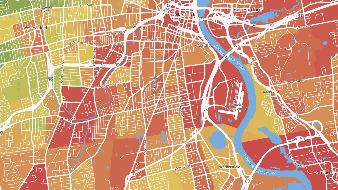 06114, CT Map of Vehicle Theft Rates