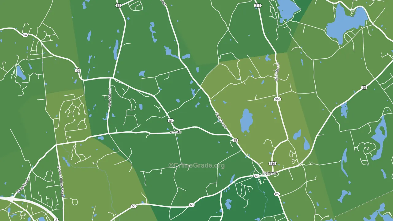 06248, CT Map of Vehicle Theft Rates