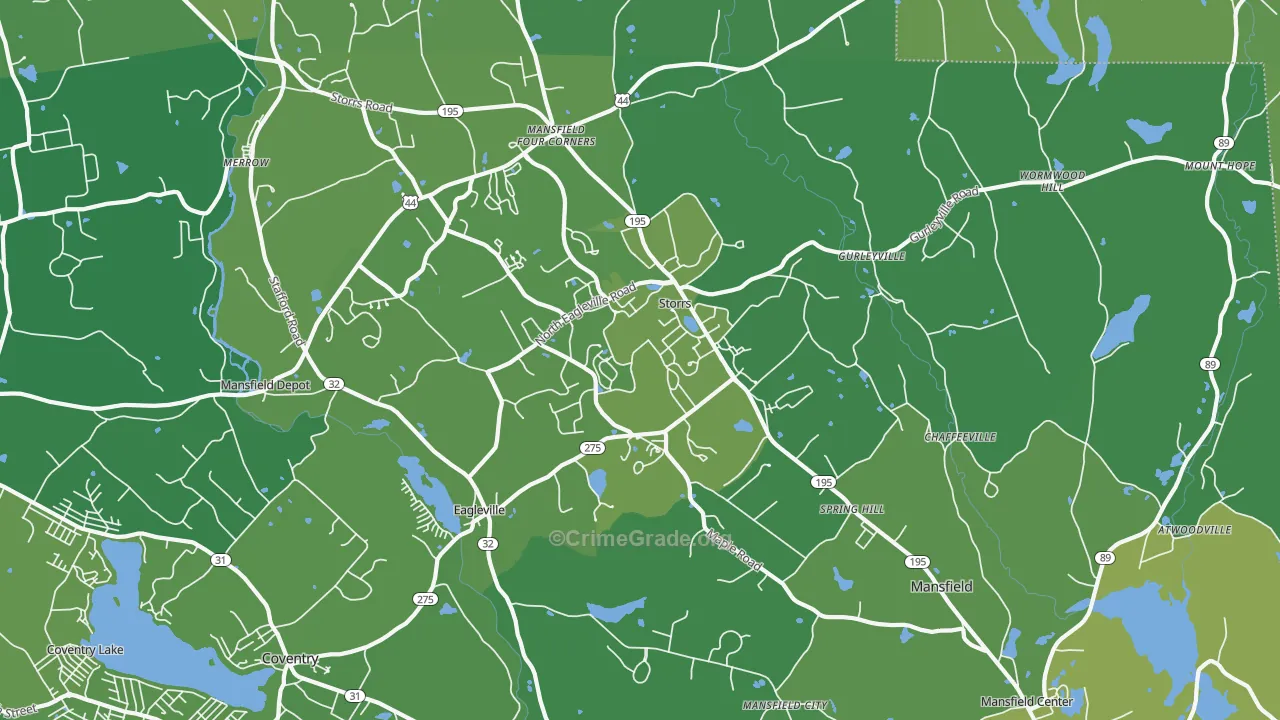 06268, CT Map of Vehicle Theft Rates