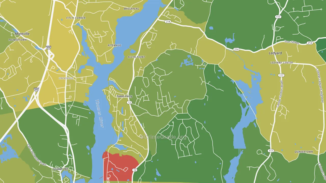 06335, CT Map of Vehicle Theft Rates