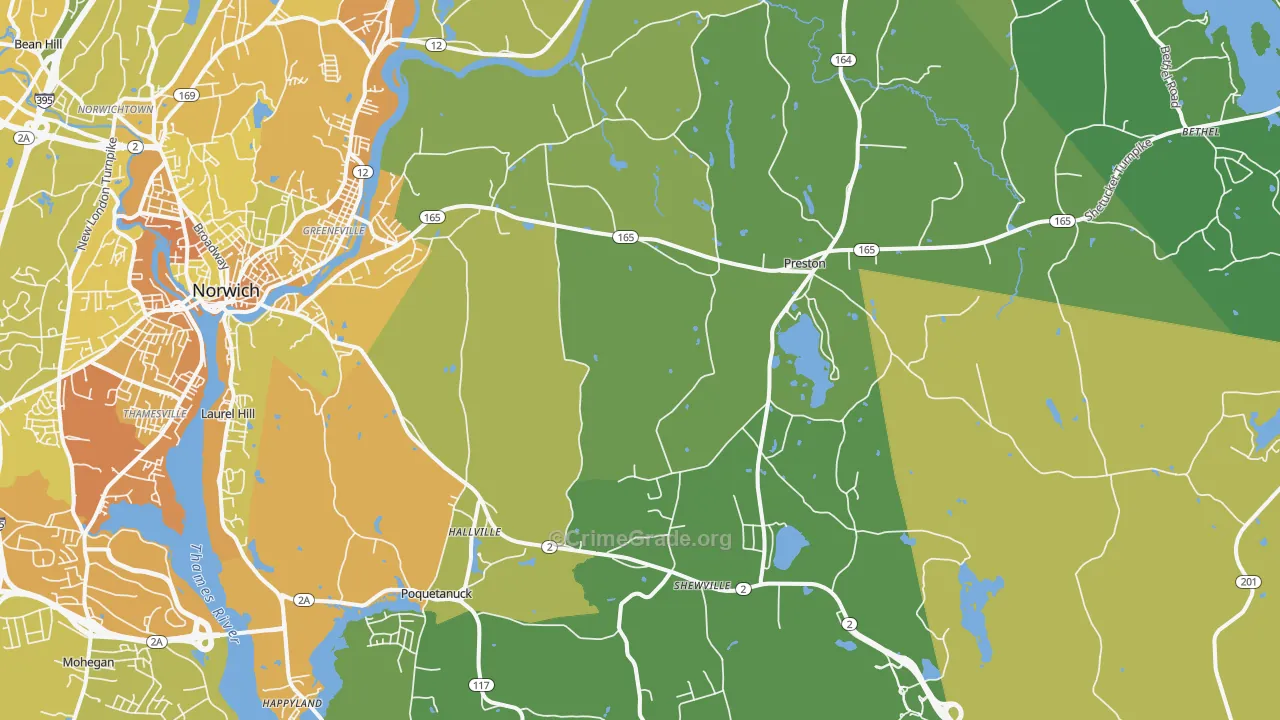 06365, CT Map of Vehicle Theft Rates