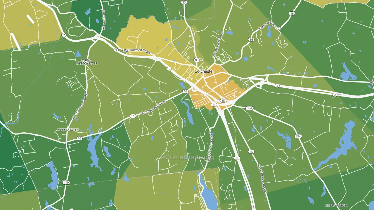 06415, CT Map of Vehicle Theft Rates