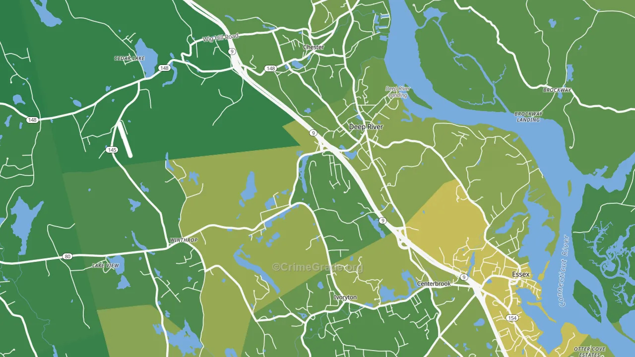 06417, CT Map of Vehicle Theft Rates