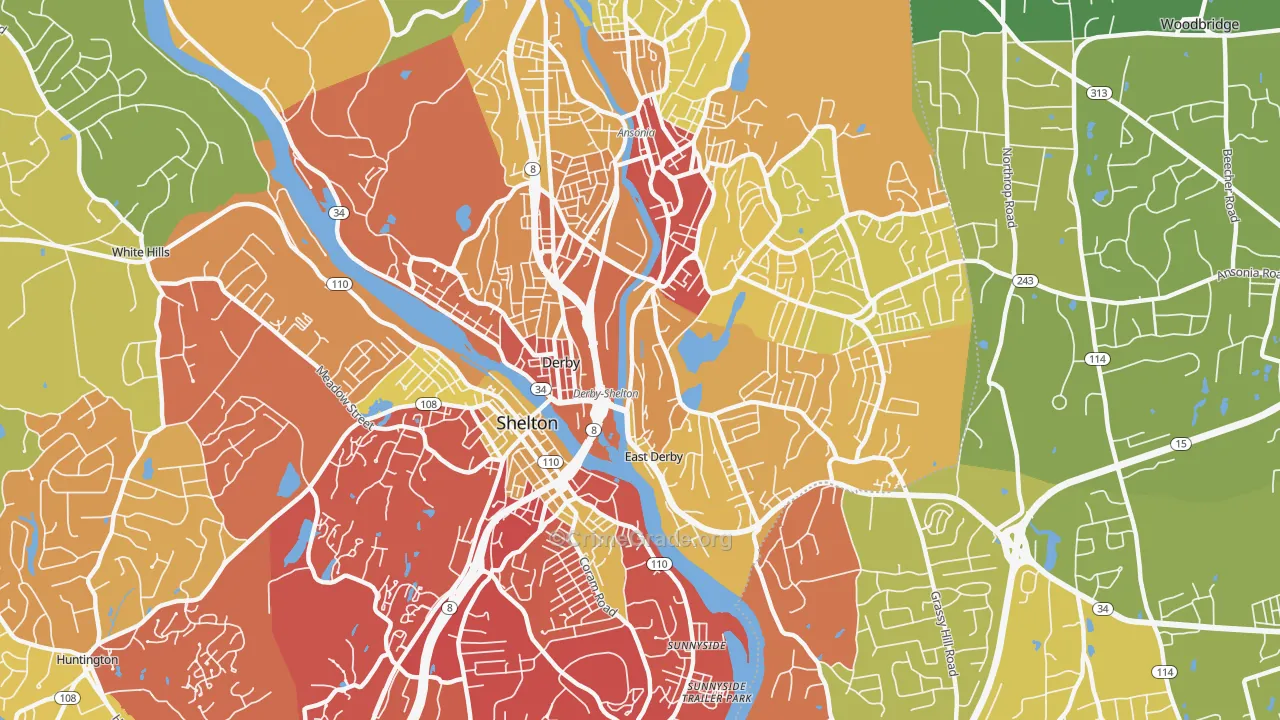 06418, CT Map of Vehicle Theft Rates