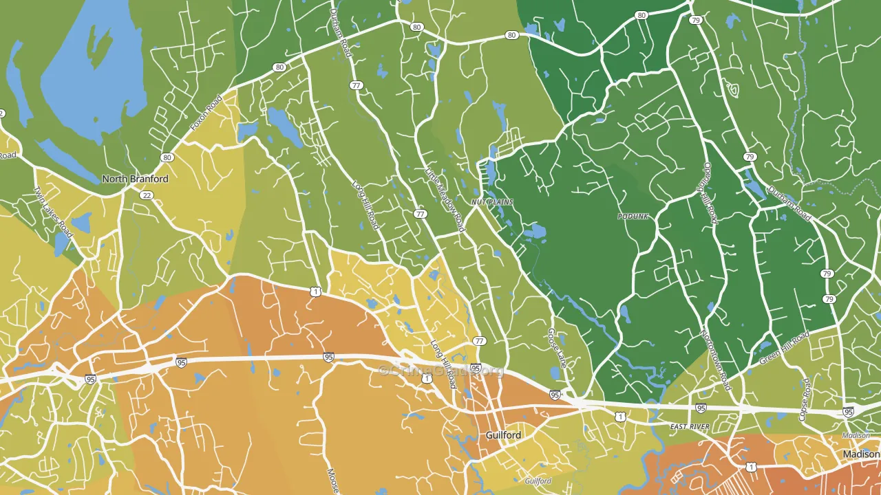 06437, CT Map of Vehicle Theft Rates