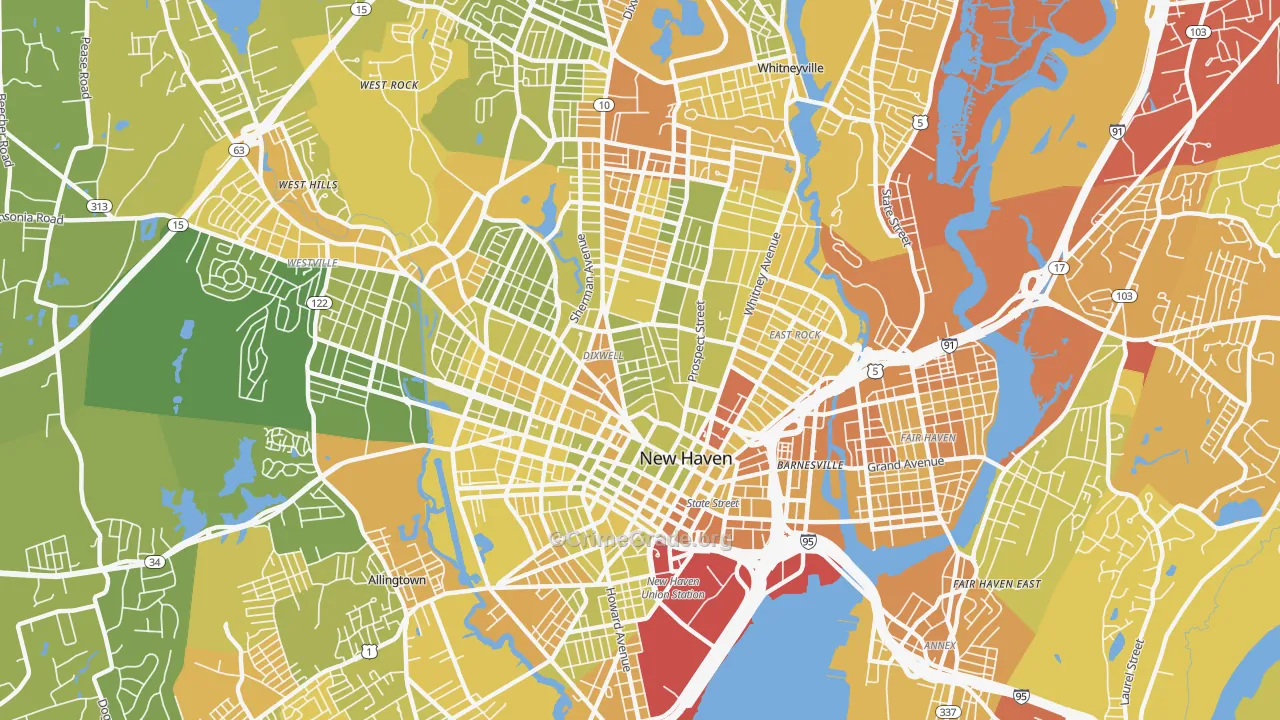 06511, CT Map of Vehicle Theft Rates