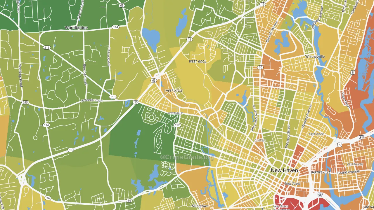 06515, CT Map of Vehicle Theft Rates