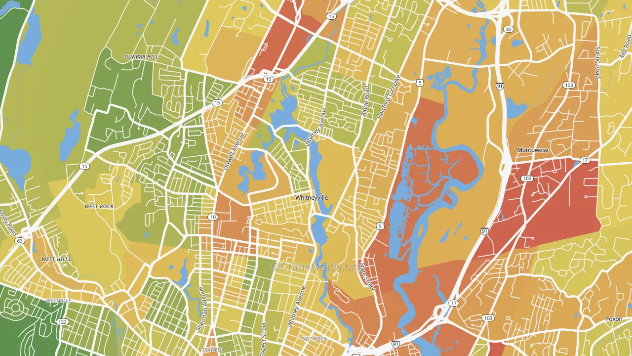 06517, CT Map of Vehicle Theft Rates