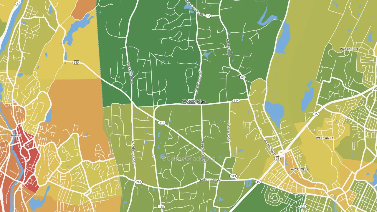 06525, CT Map of Vehicle Theft Rates