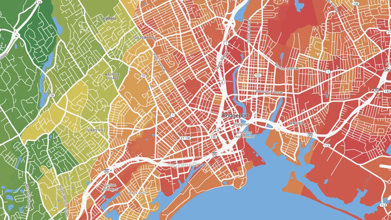 06604, CT Map of Vehicle Theft Rates