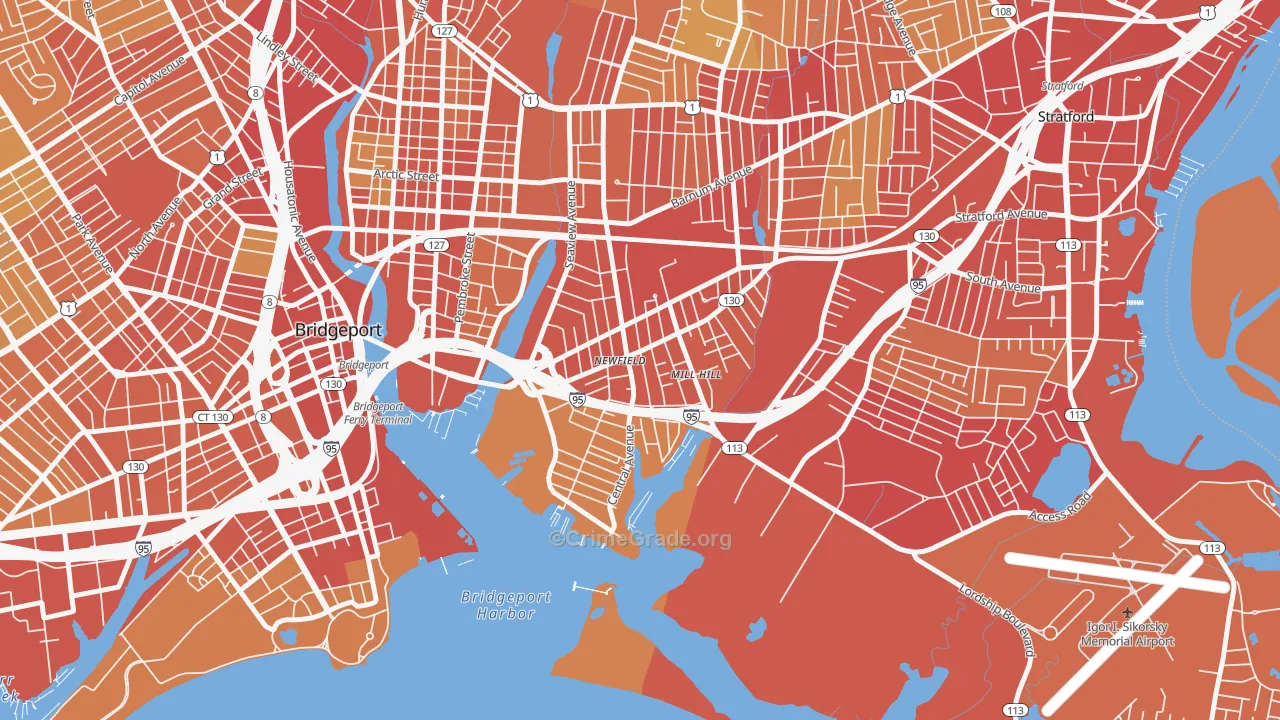 06607, CT Map of Vehicle Theft Rates