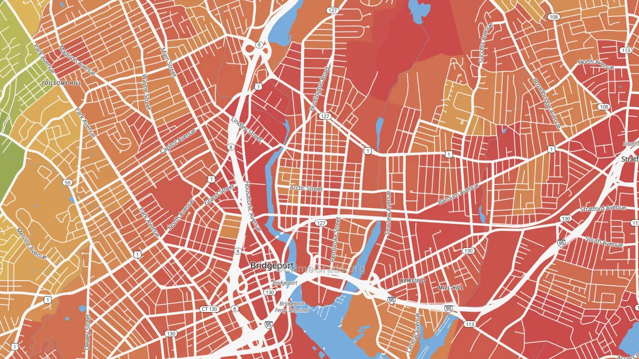 06608, CT Map of Vehicle Theft Rates