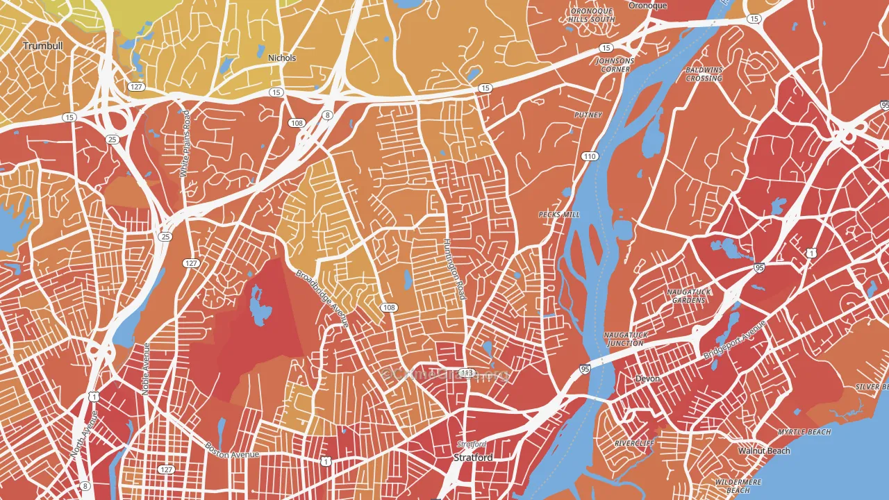 06614, CT Map of Vehicle Theft Rates