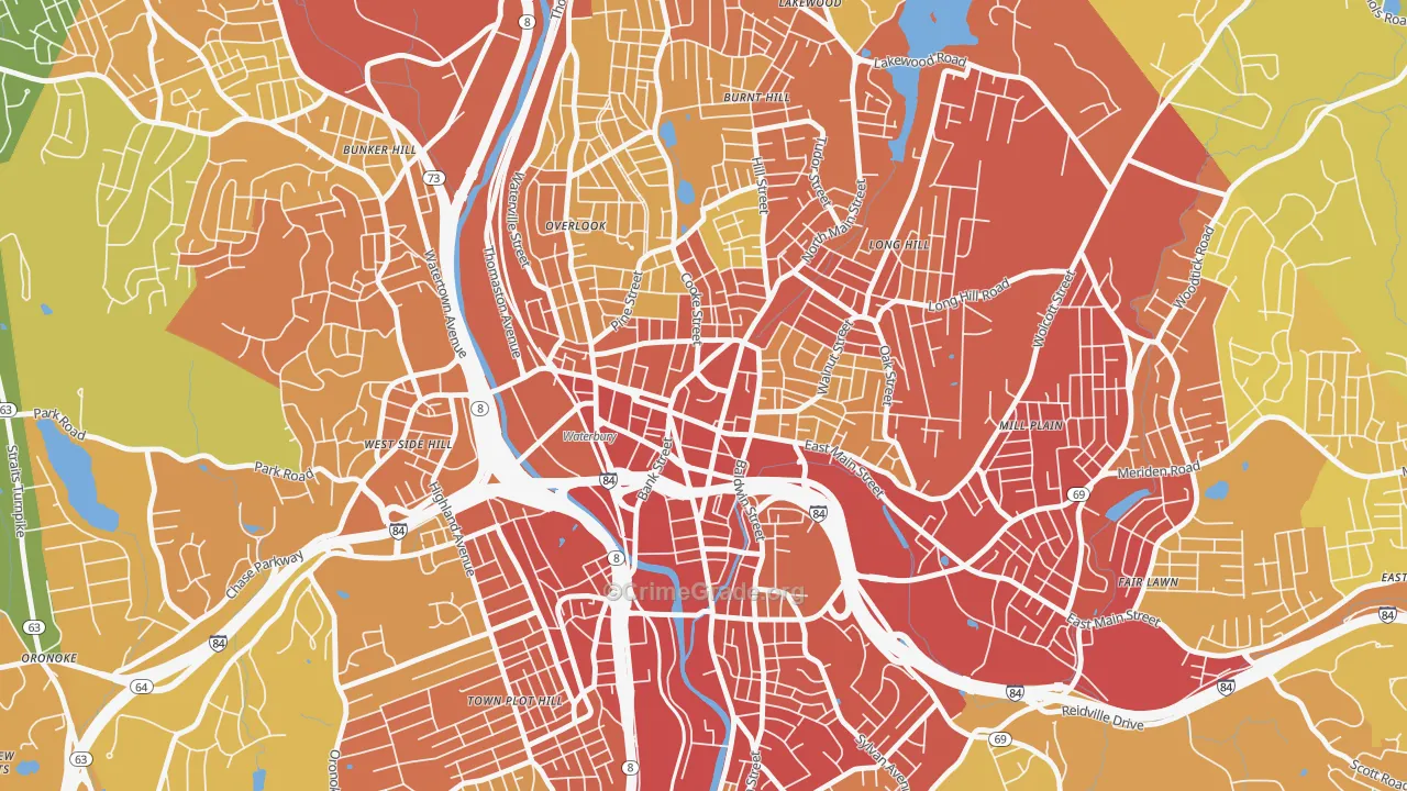 06702, CT Map of Vehicle Theft Rates