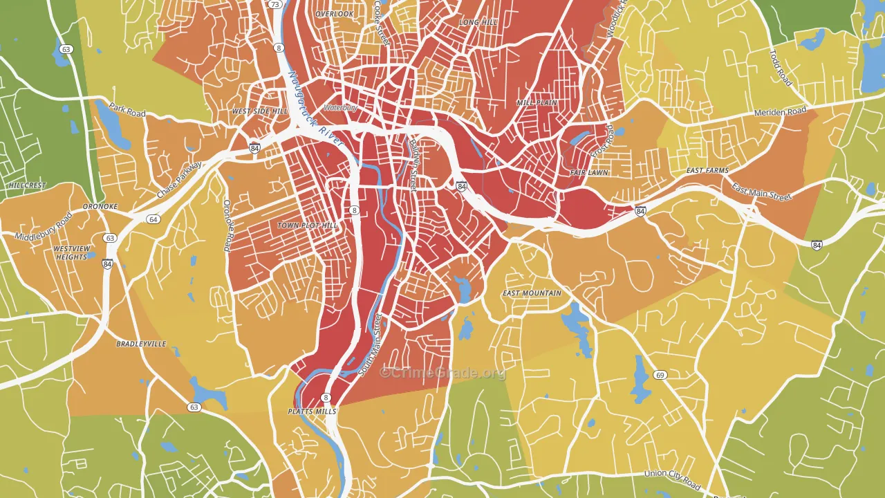 06706, CT Map of Vehicle Theft Rates