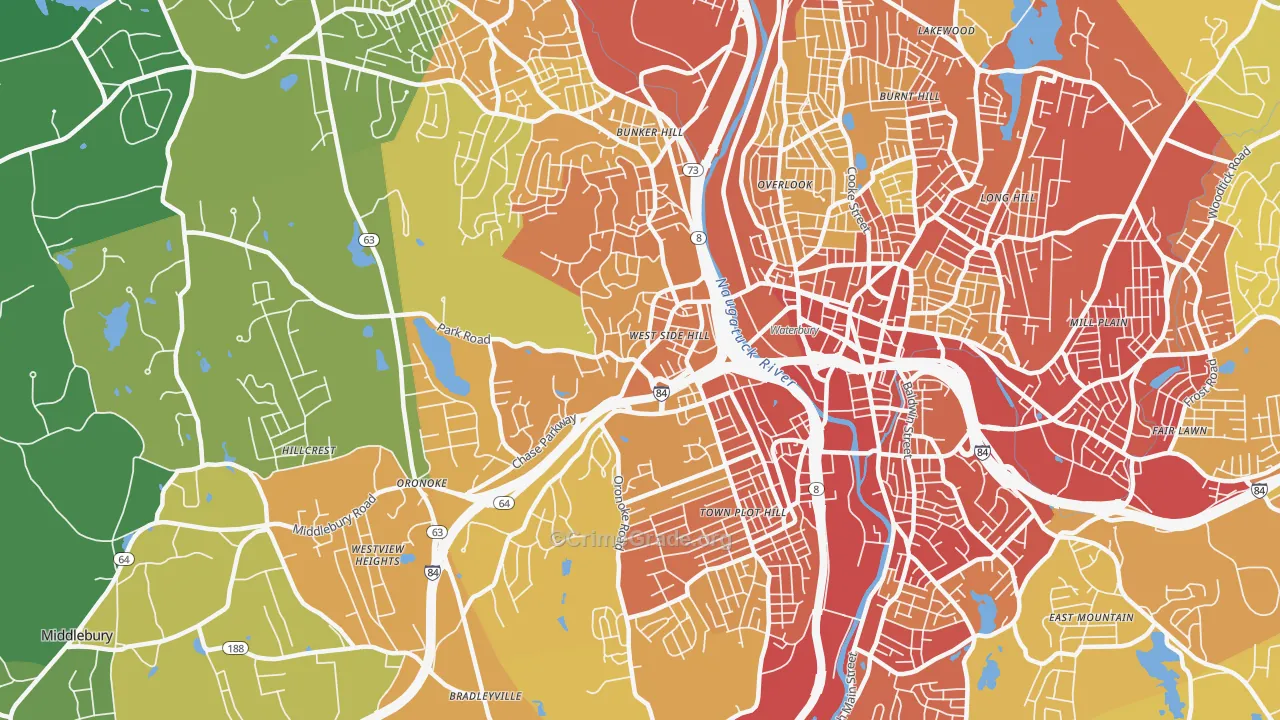 06708, CT Map of Vehicle Theft Rates
