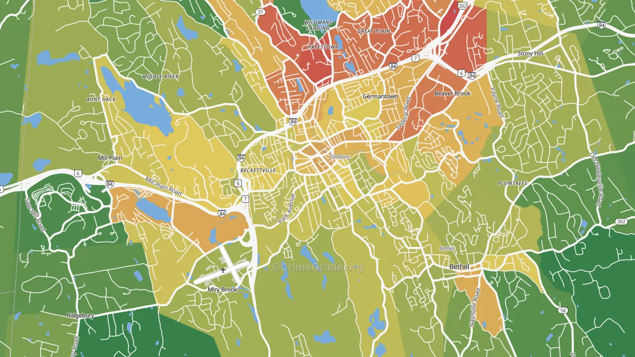 06810, CT Map of Vehicle Theft Rates