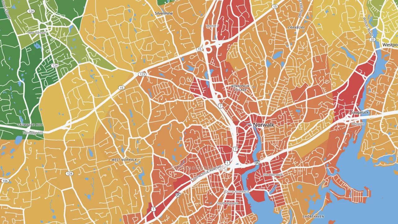 06850, CT Map of Vehicle Theft Rates