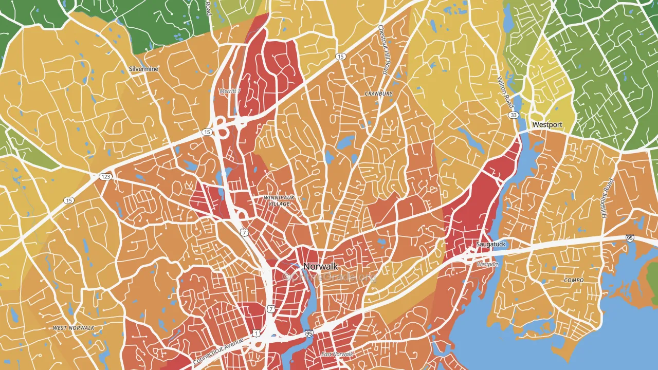 06851, CT Map of Vehicle Theft Rates