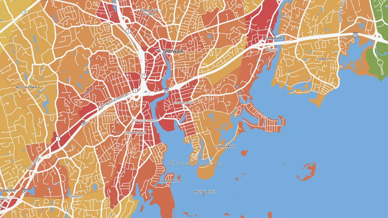 06855, CT Map of Vehicle Theft Rates