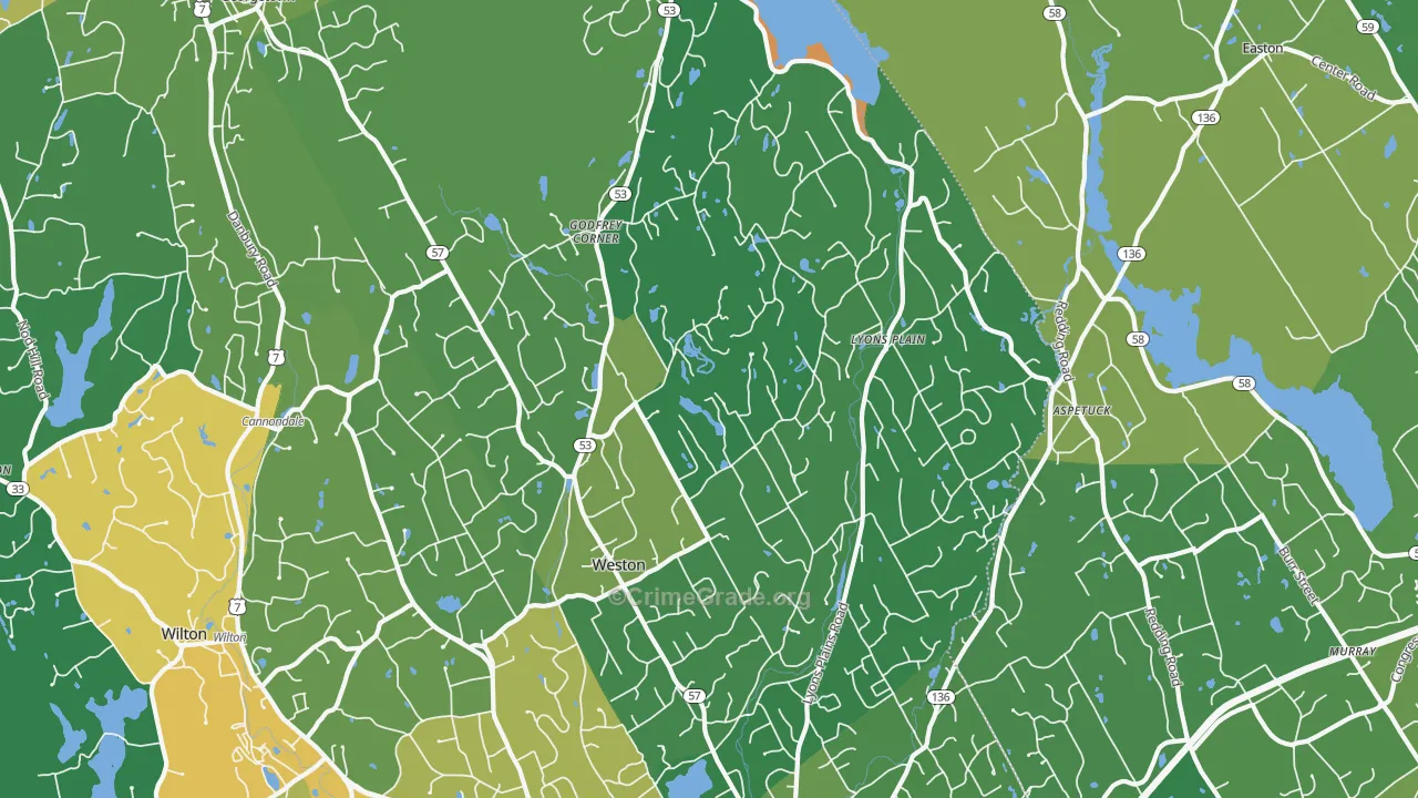06883, CT Map of Vehicle Theft Rates