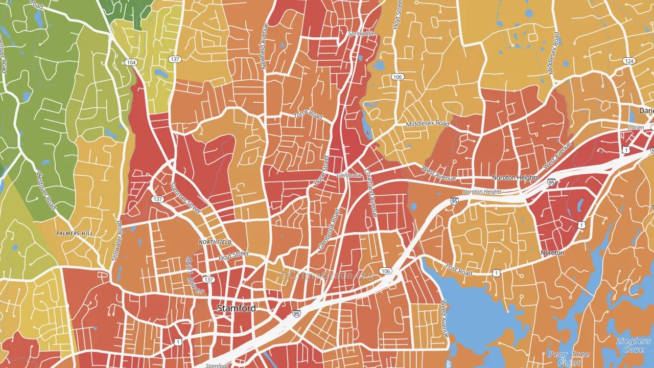 06906, CT Map of Vehicle Theft Rates