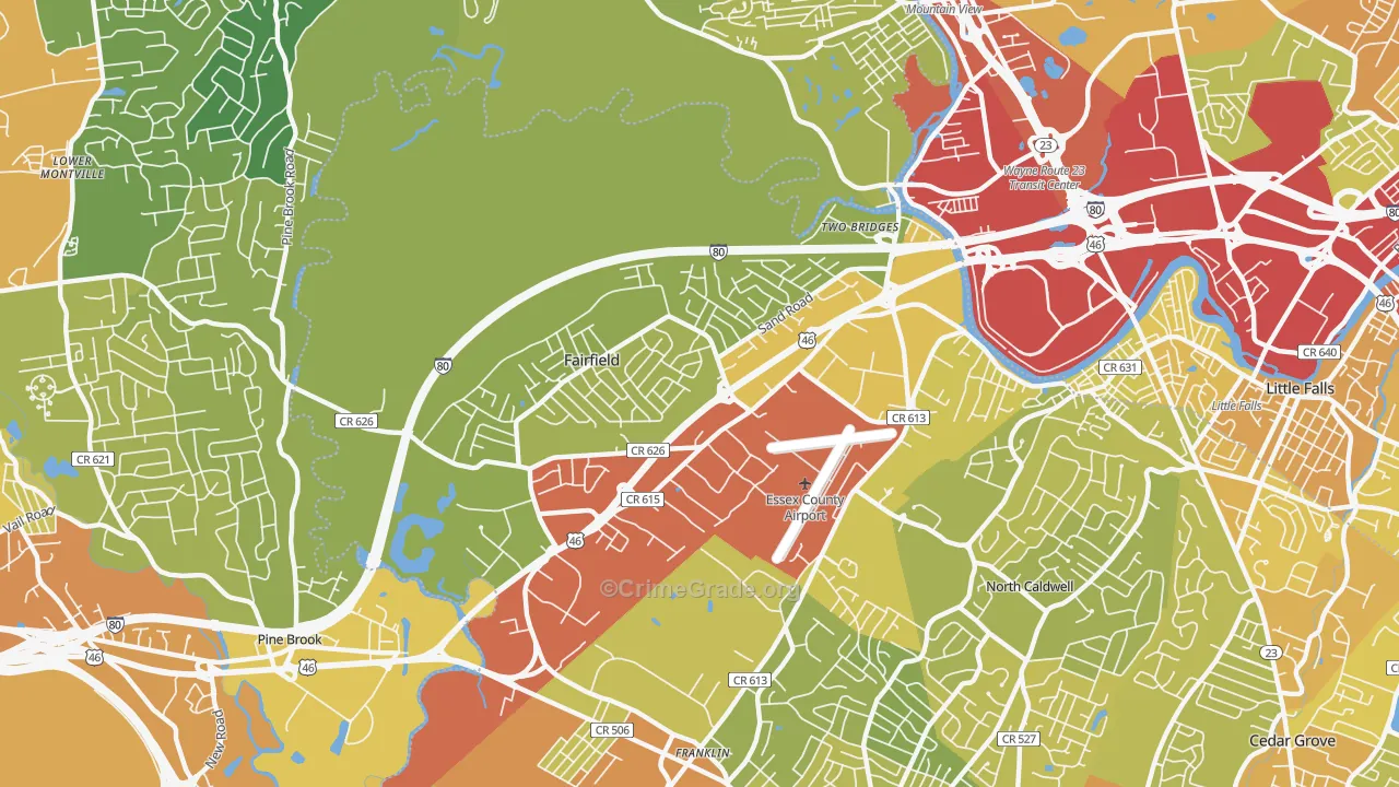 07004, NJ Map of Vehicle Theft Rates