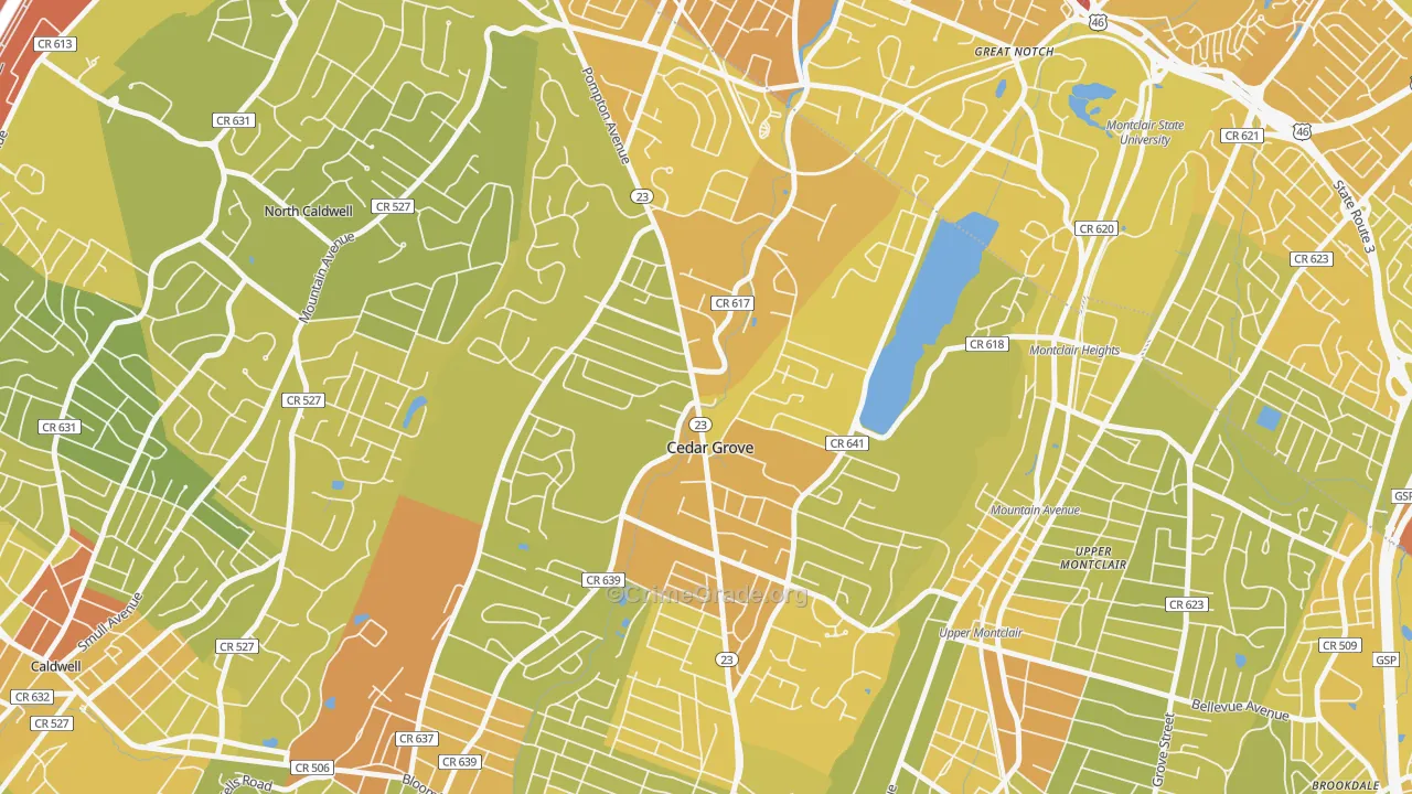 07009, NJ Map of Vehicle Theft Rates