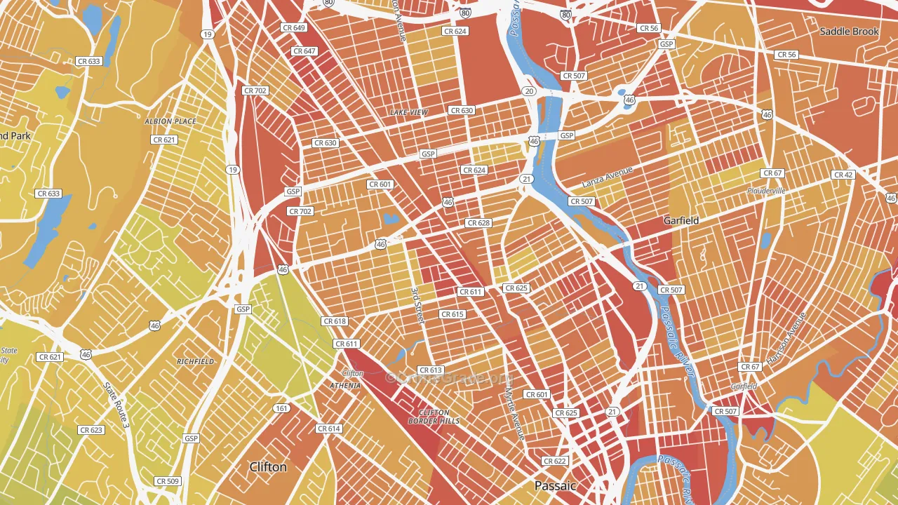 07011, NJ Map of Vehicle Theft Rates