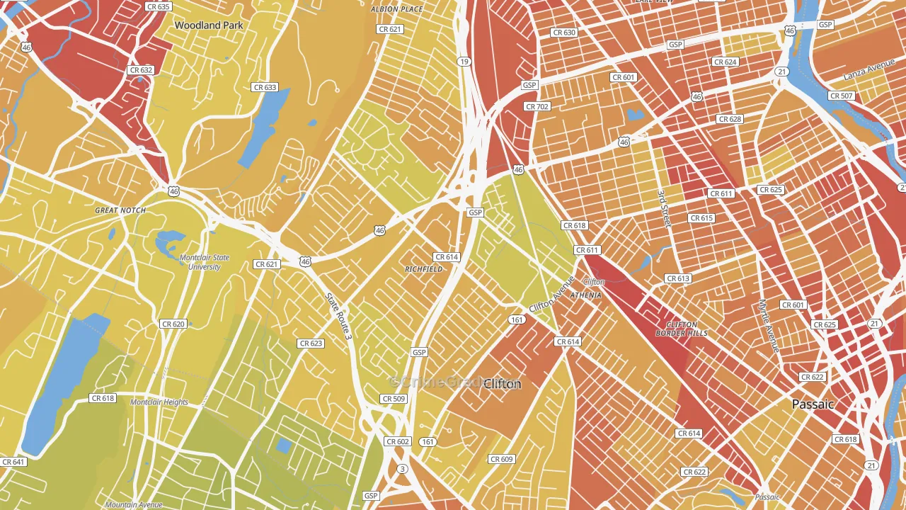 07013, NJ Map of Vehicle Theft Rates