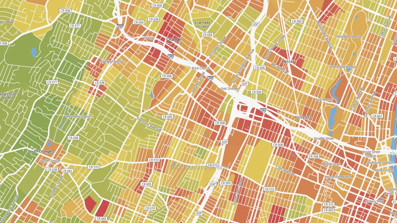 07018, NJ Map of Vehicle Theft Rates